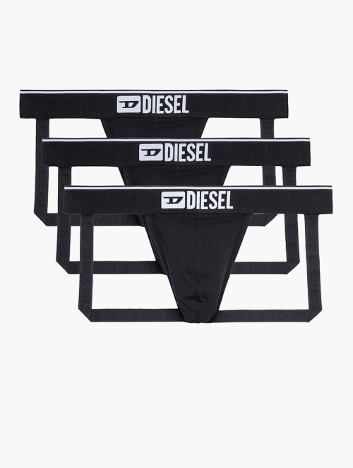 MyRunway | Shop Diesel Black Three-pack jockstraps with front logo